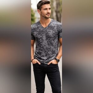 D&G Short Sleeve Tee in Black and Gray Print